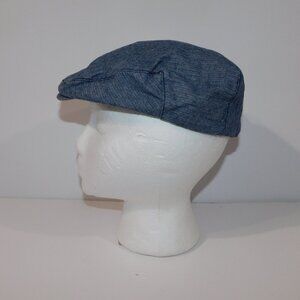 The Childrens Place Blue Herringbone Boys 4-6 Flat Top Newsboy Hat Cap Golf